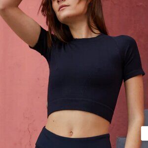 Alala Barre Seamless Tee Black Crop Top, Size Small